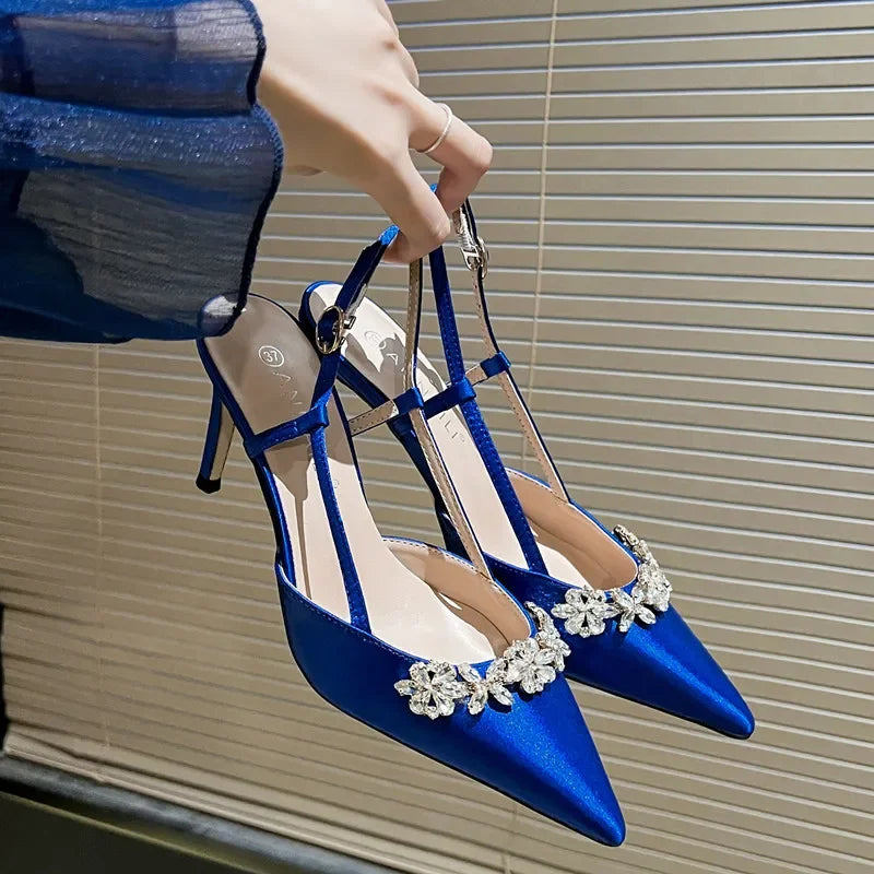 Crystal Buckle Pointed Pumps