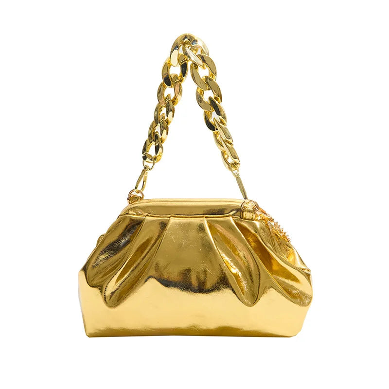 Elegant Pleated Chain Cloud Crossbody Shoulder Bag for Women