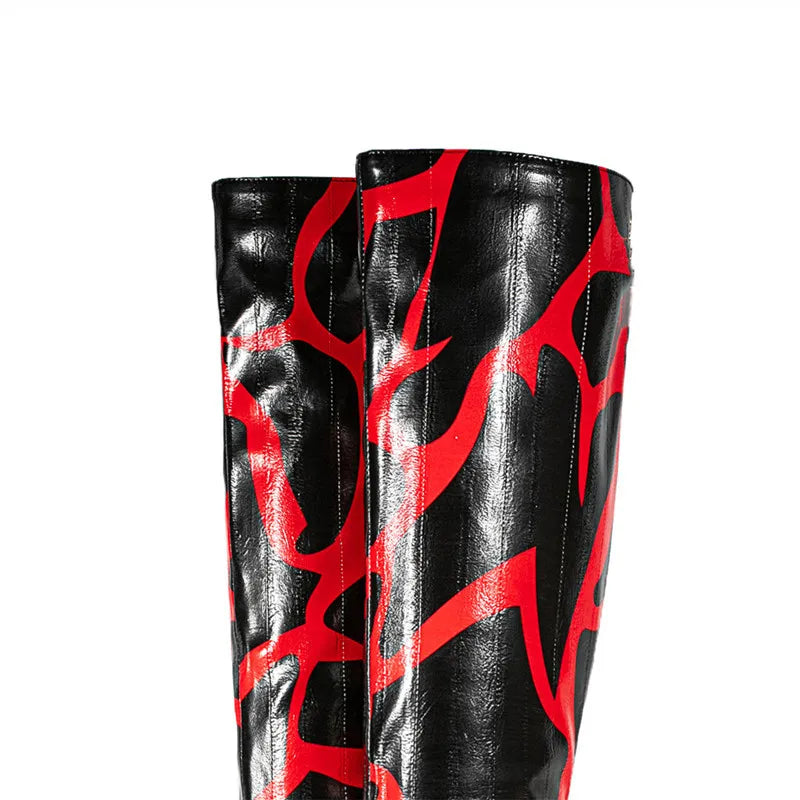Stylish Zebra Print Pleated Knee-High Boots for Women