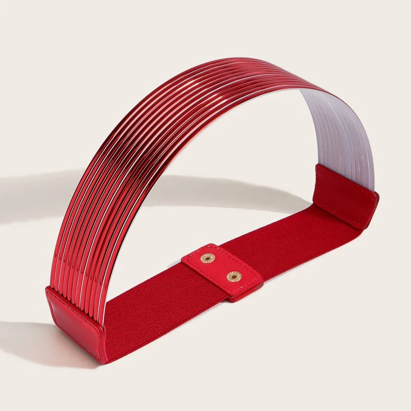 Pearl Embellished Wide Elastic Waist Belt for Women