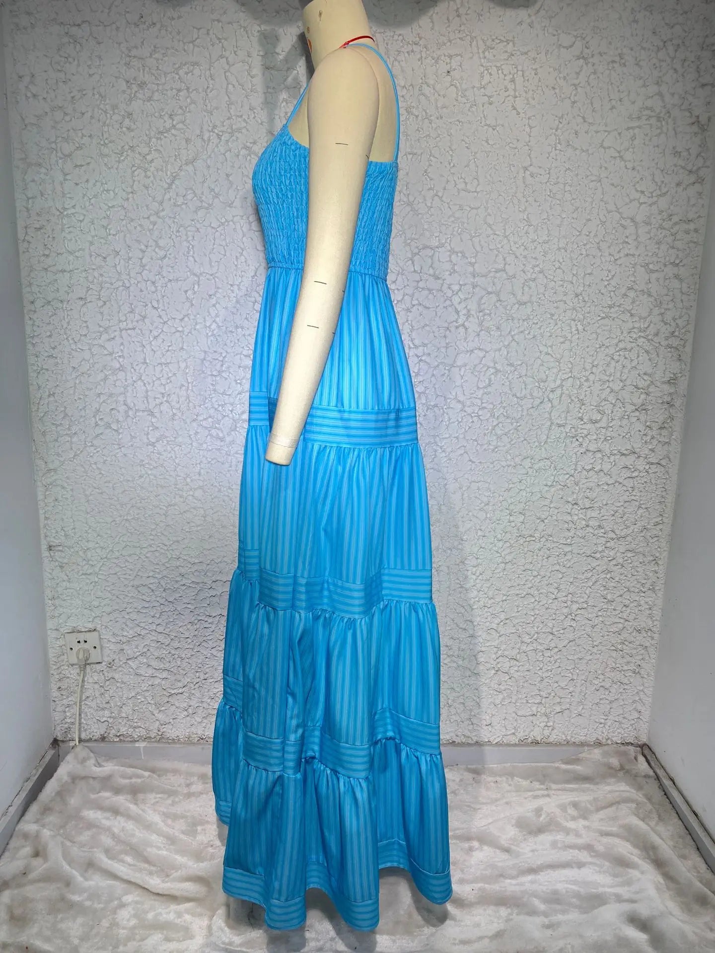 Elegant Striped Spaghetti Strap Maxi Dress for Women