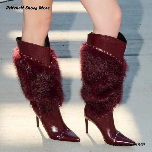 Faux Fur Stiletto Knee Boots