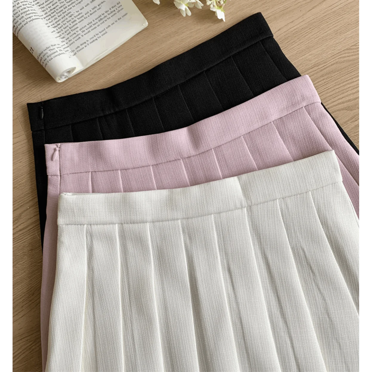 Elegant High Waist Pleated Skirt And Vest Set For Women