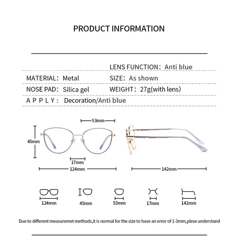 Spring Hinge Cat Eye Prescription Glasses for Women