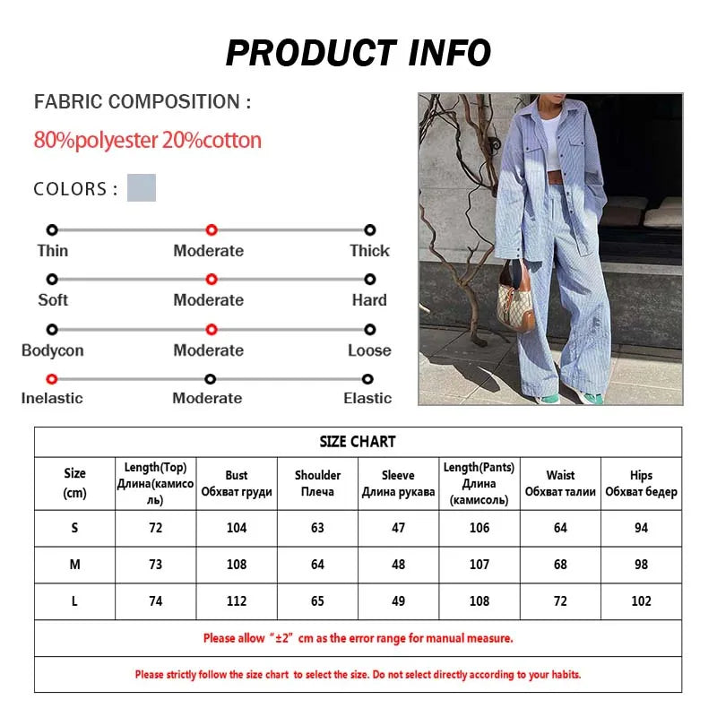 Oymimi Casual Dark Blue Print Women's Two Pieces Set Elegant Long Sleeve Button Shirt And Low Waist Straight Trousers Female Set