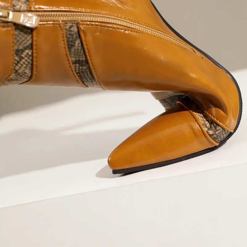 Pointed Toe PU Leather Stiletto Ankle Boots for Women