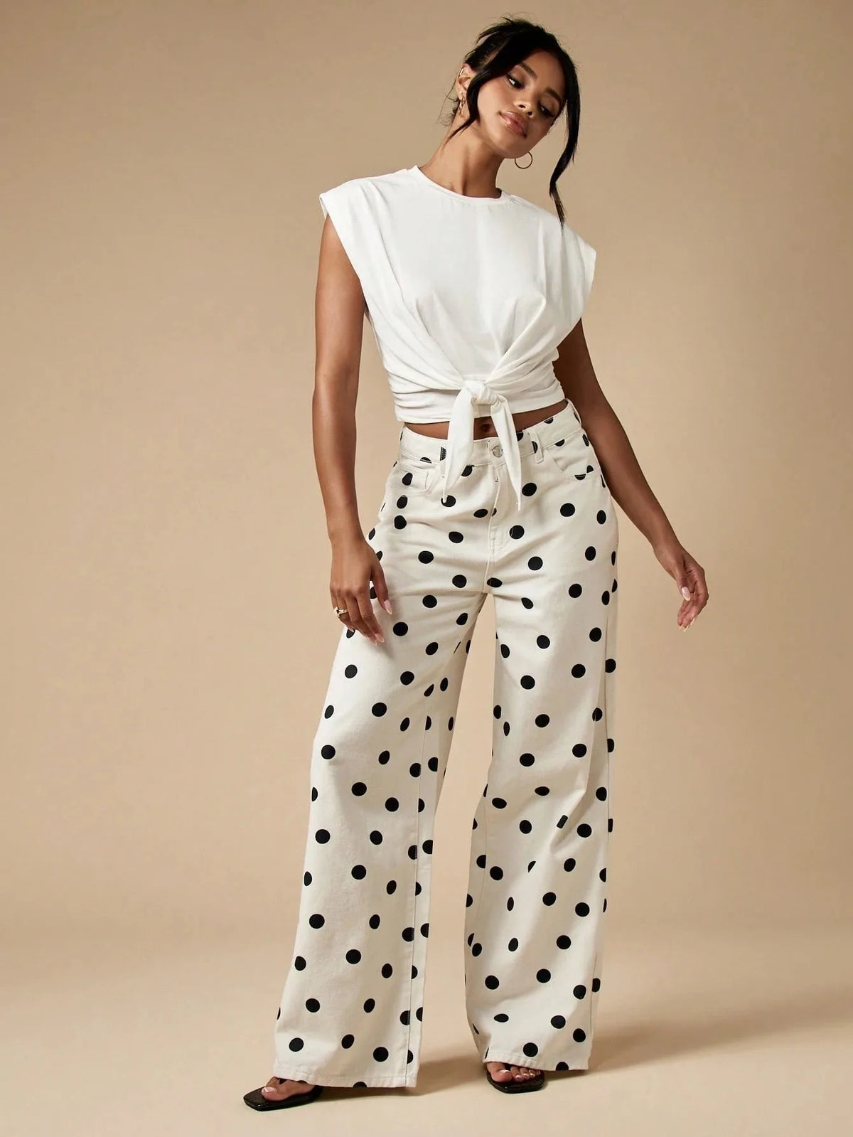 High Waisted Wide Leg Straight Denim Jeans For Women