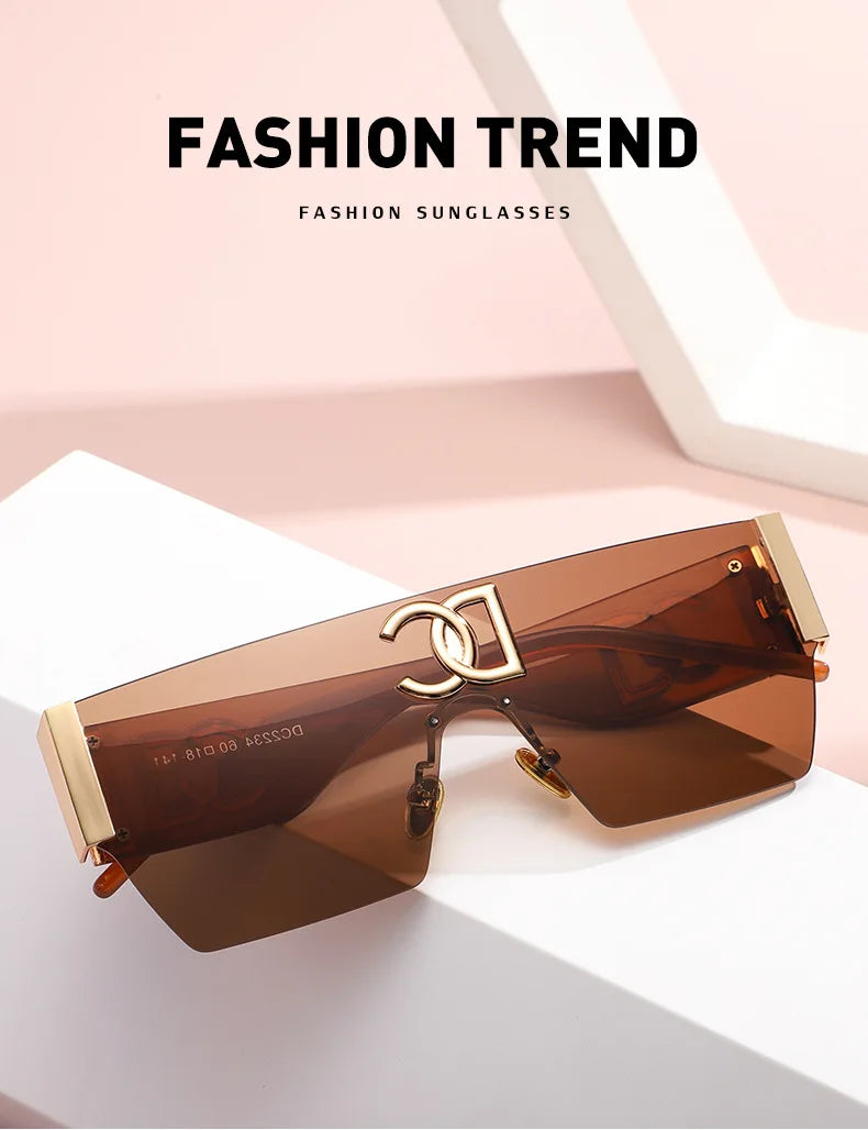 Oversized Shield Sunglasses With UV Protection for Women