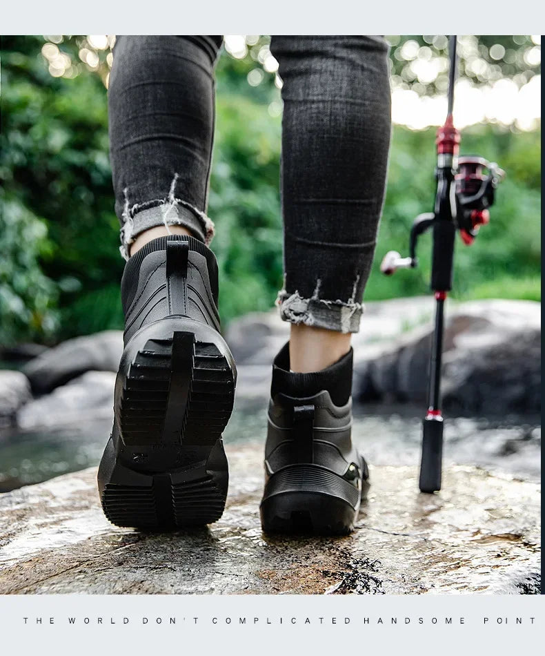 Round Toe Waterproof Ankle Rain Boots
