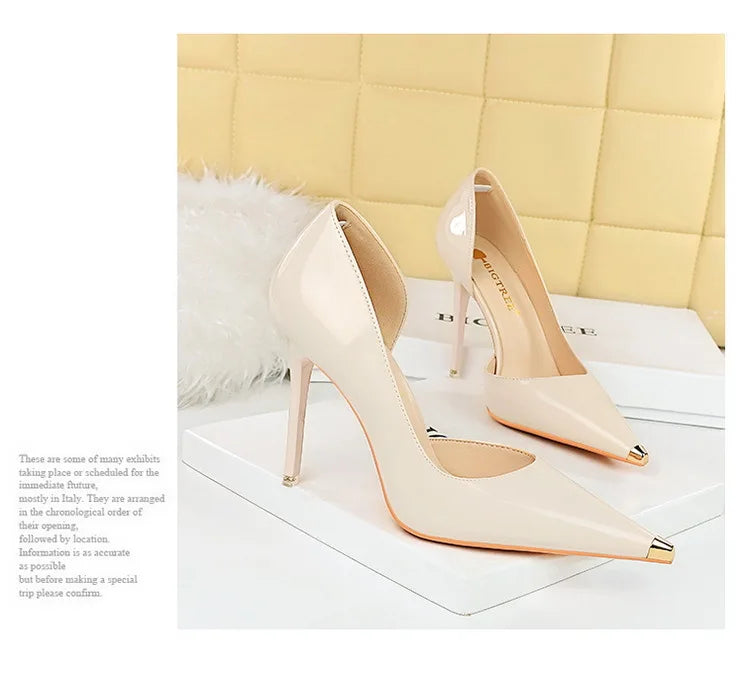Pointed Toe Patent Leather Stiletto Pumps for Women