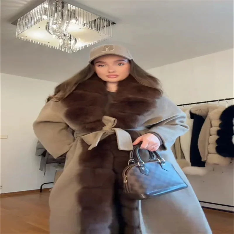 Vintage Women's Fur Coat Elegant Open Collar Thicken Full Sleeve Jacket With Furs Female 2025 New Autumn Winter Woman Clothes