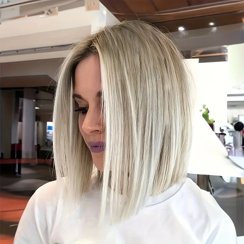 Ombre Middle Part Synthetic Straight Bob Wig For Women
