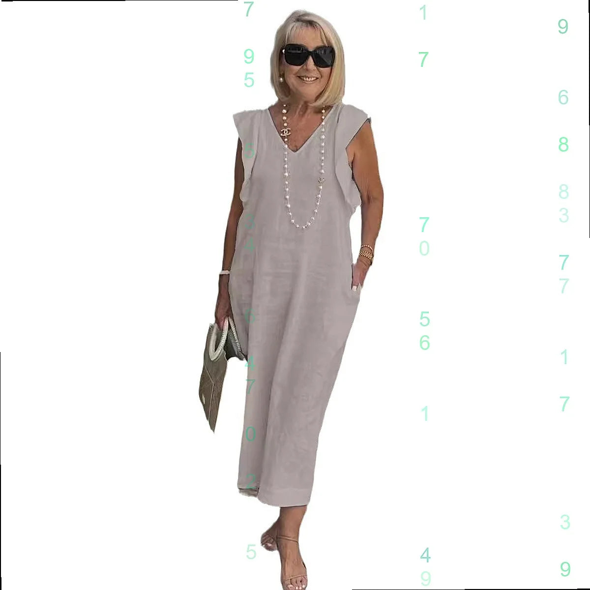 Back Tie Flutter Sleeve Casual Linen Dress for Women