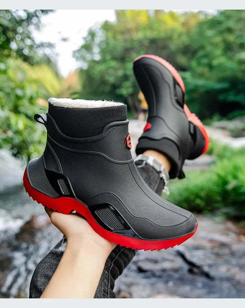 Round Toe Waterproof Ankle Rain Boots