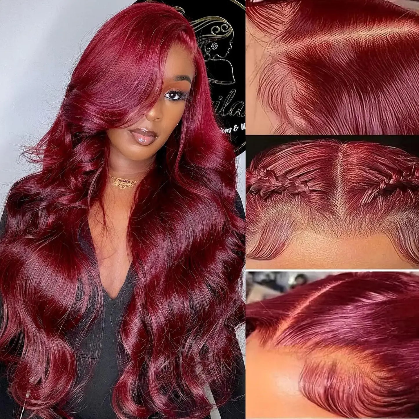 Long Burgundy Body Wave Brazilian Human Hair Wig for Women