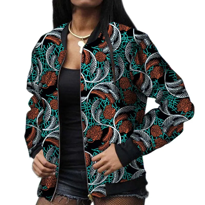 Stylish Elastic Waist African Print Jacket for Women
