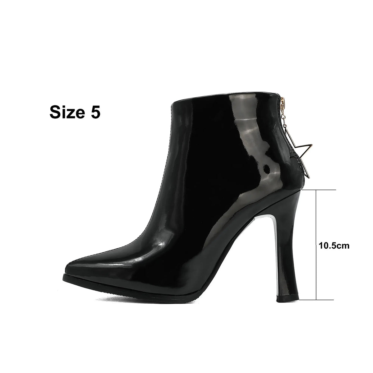 Glossy Patent Leather Zipper Ankle Boots for Women