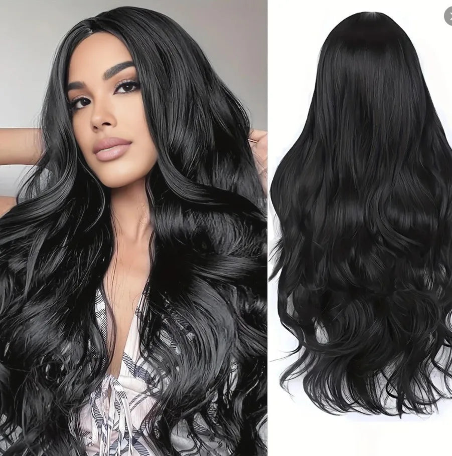 Gradient Black To Gray Long Body Wave Synthetic Wig For Women