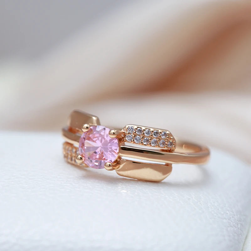 Pink Princess Cut Zircon Ring