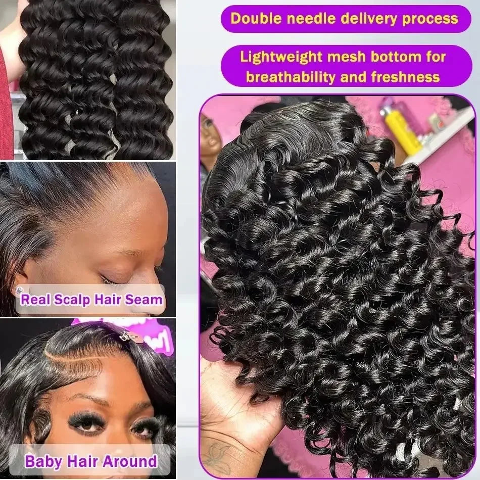 Premium Remy Brazilian Deep Wave Lace Front Wig for Women