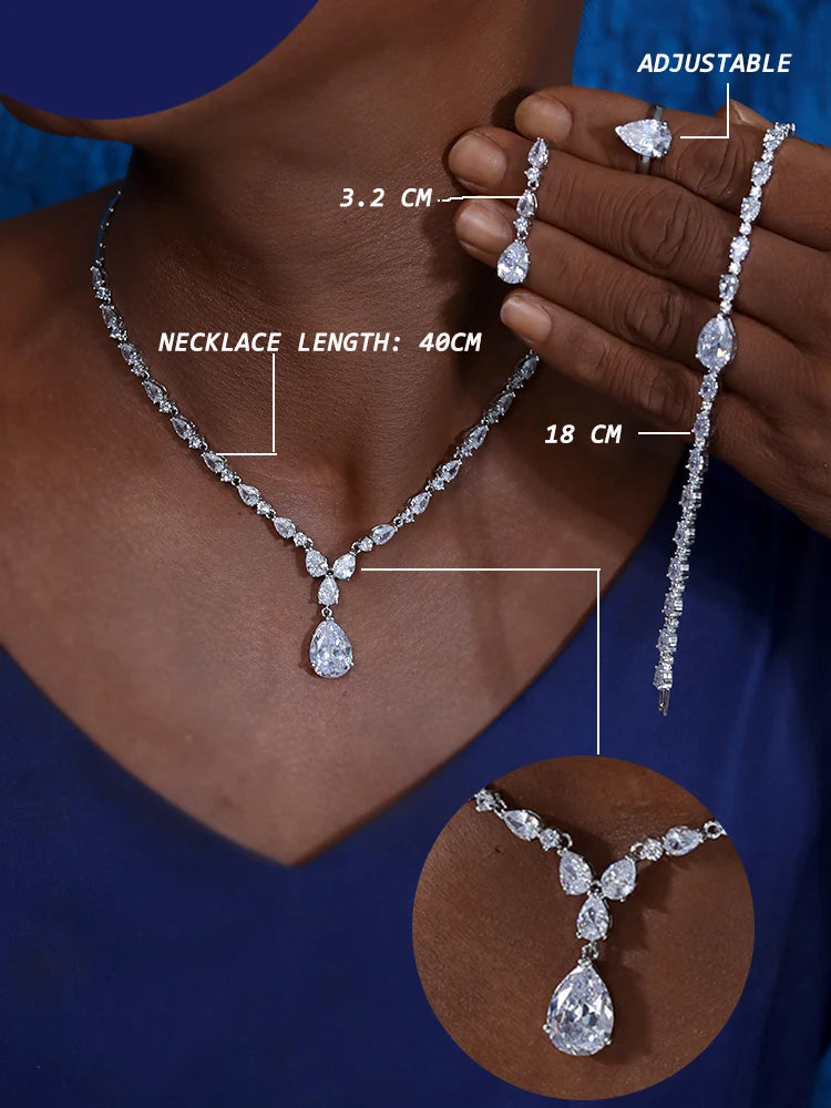 Elegant Water Drop Crystal Bridal Jewelry Set For Women