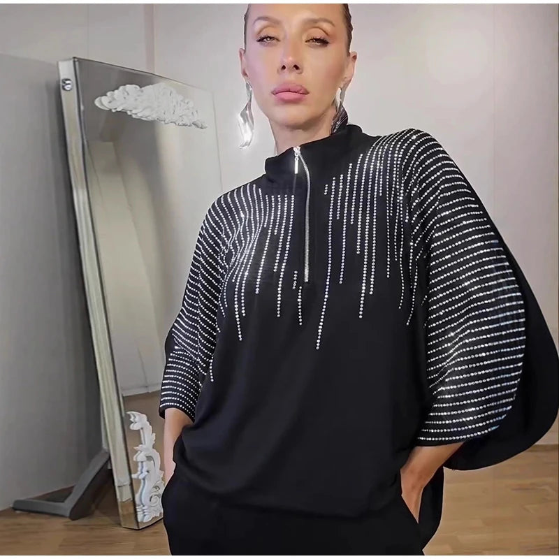 Elegant Casual Sequin Two Piece Top And Pants Set For Women