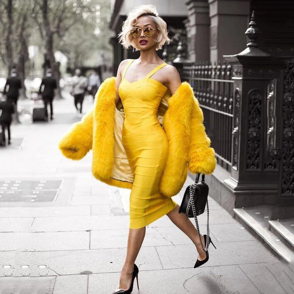 New 2024 Women Sexy Celebrity Midi Red White HL Elastic Bandage Dress Spaghetti Strap Club Bodycon Party Dress Wholesale HL434