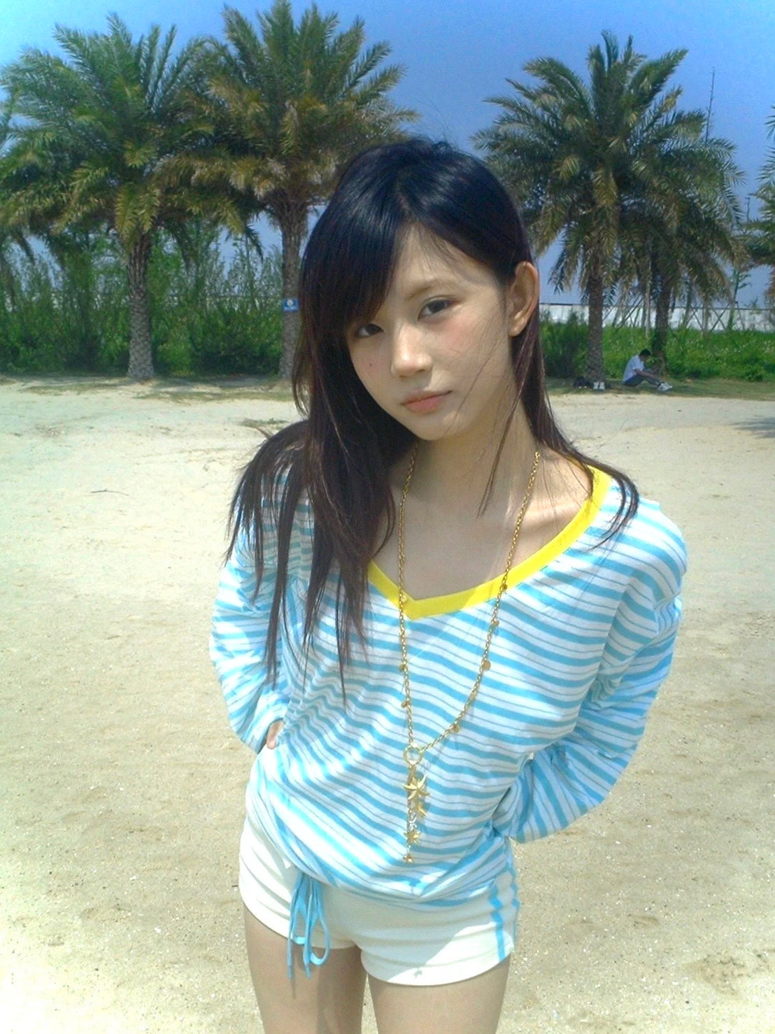 Karrram Japanese Y2k Blue Striped T-shirt Korean 2000s Style V-neck Long Sleeve T Shirt Vintage Harajuku Off Shoulder Loose Tops