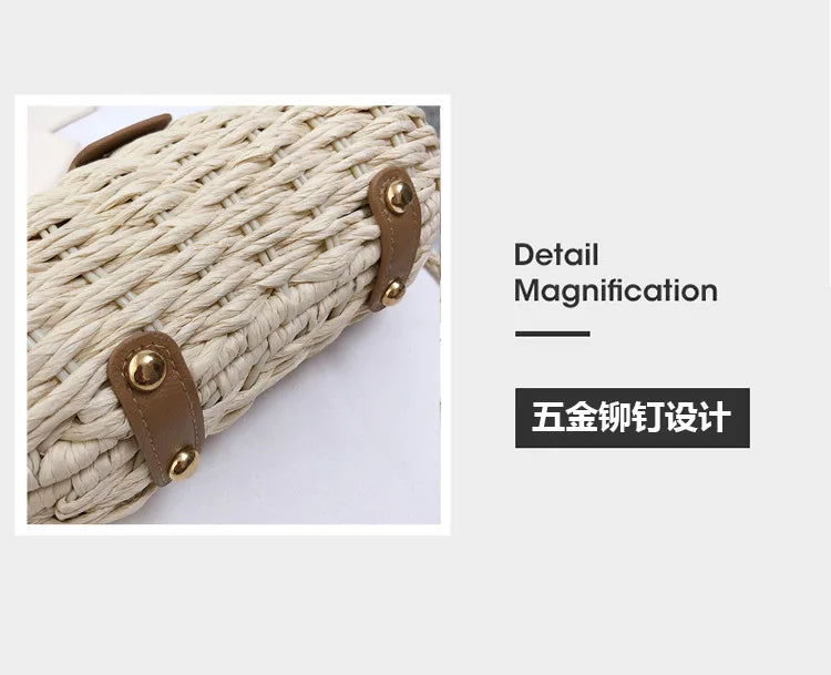 Trendy Handwoven Wicker Straw Shoulder Bag for Women