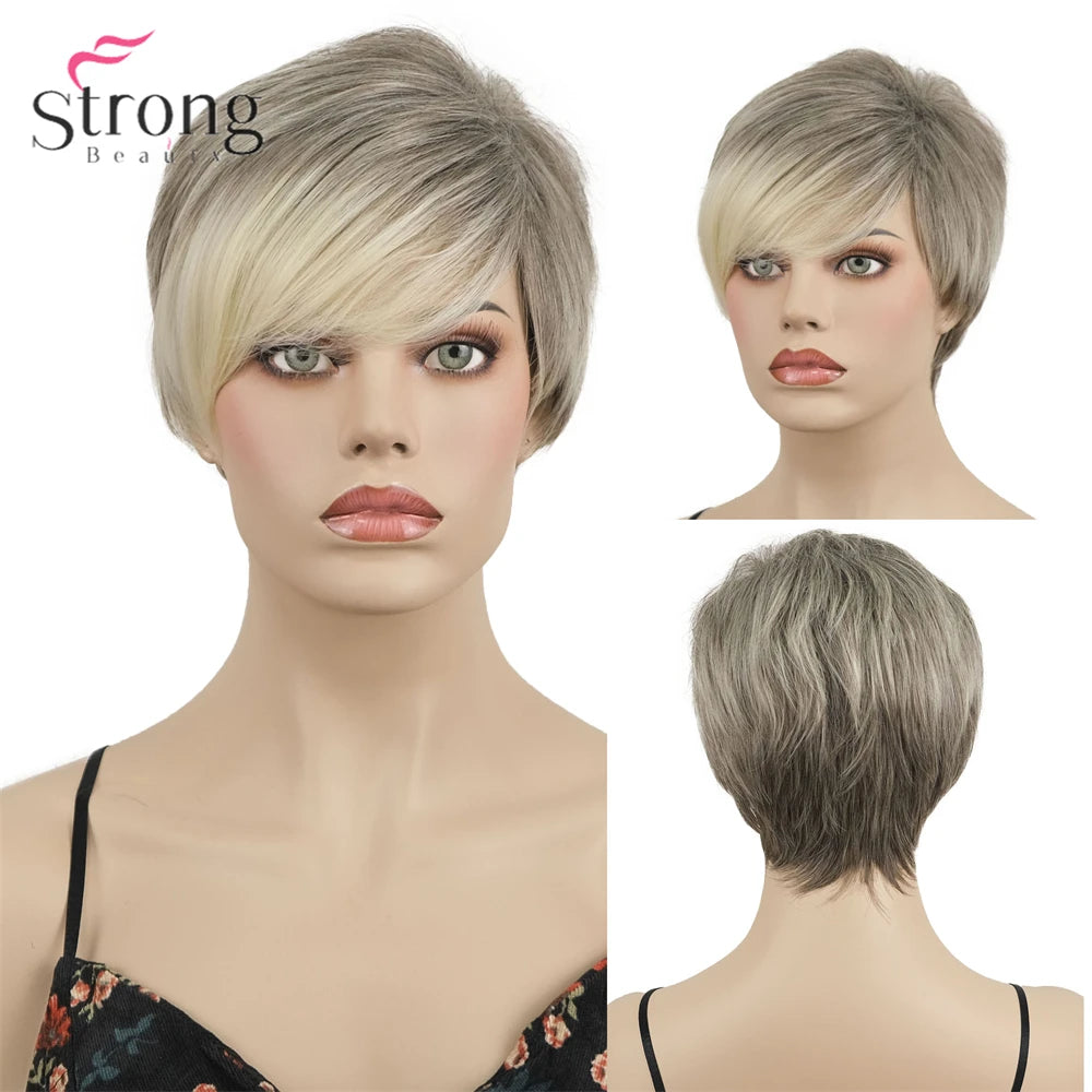 Capless Red Short Pixie Cut Natural Synthetic Wig For Women