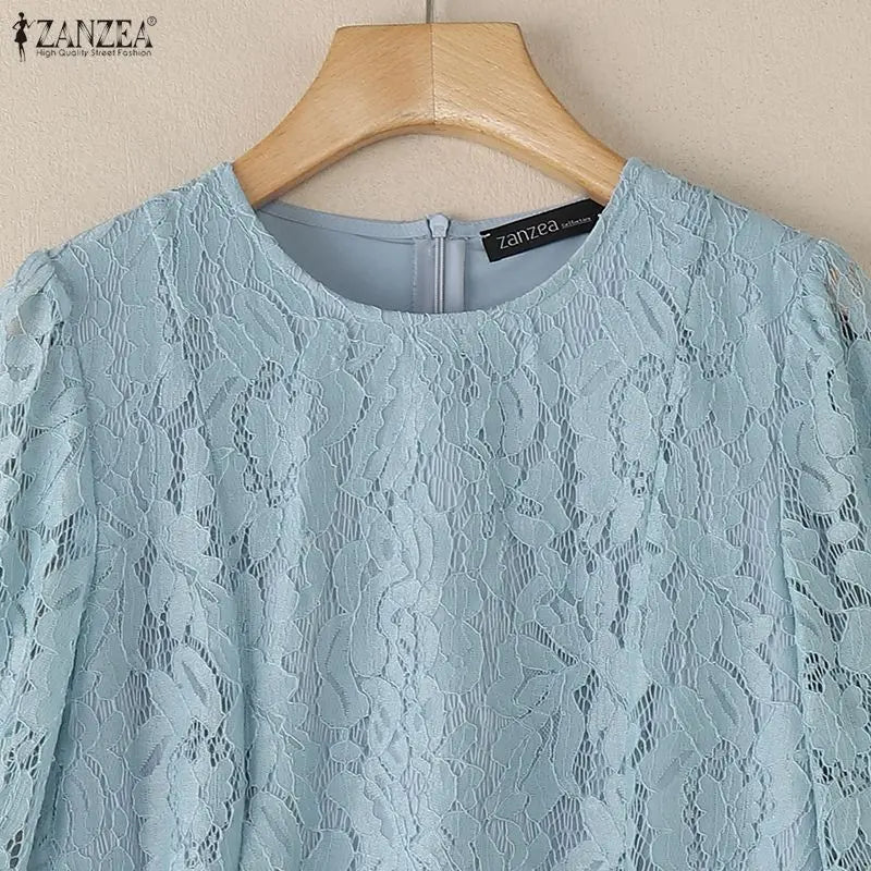 Lace Patchwork Three Quarter Sleeve Top