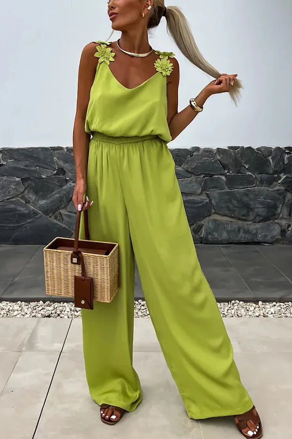 2024 Ladies Off Shoulder Sleeveless Jumpsuit Summer Women Casual Solid Rompers Streetwear Long Playsuits Overalls With Pockets