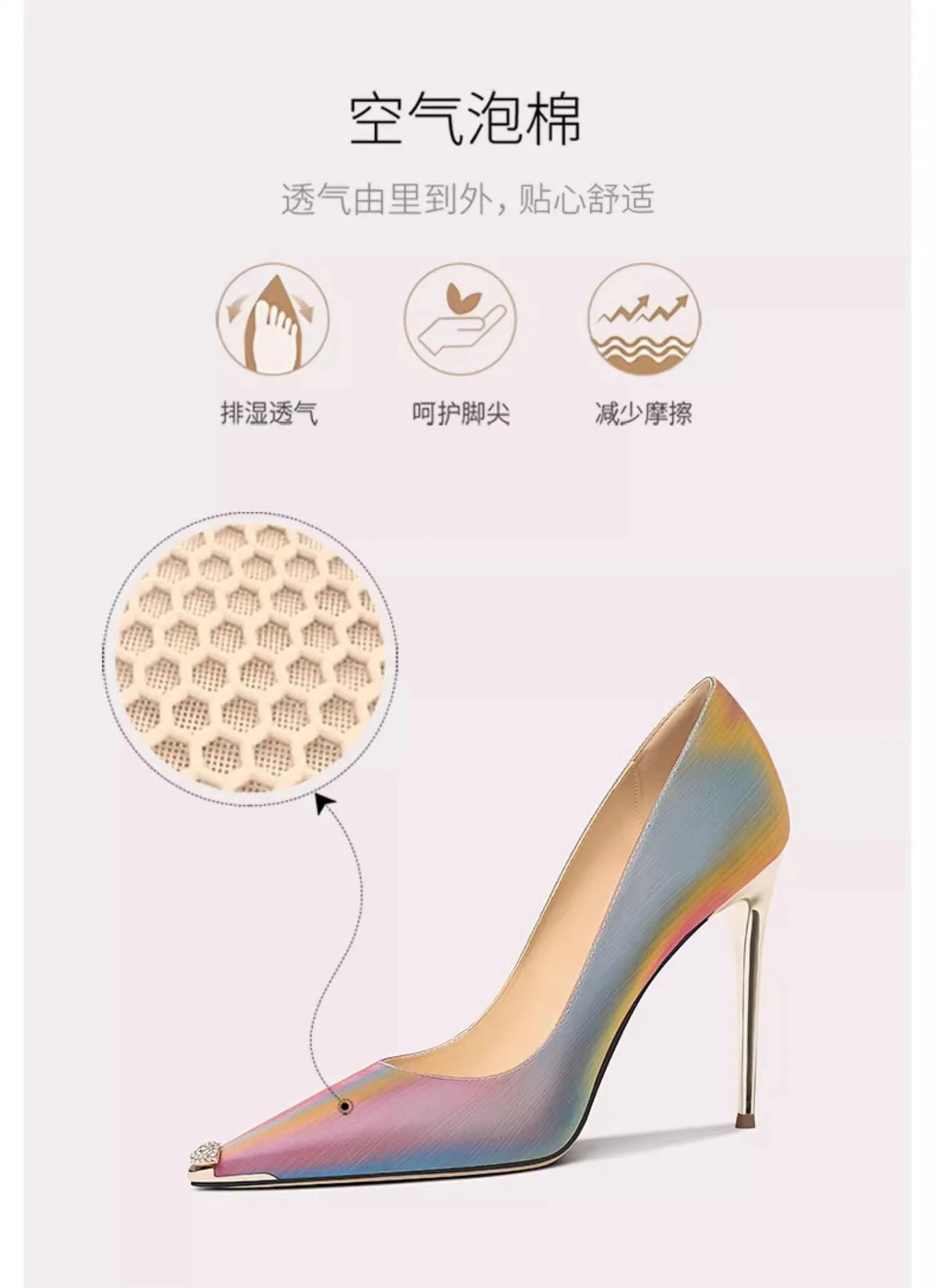 Rainbow Color Pointed Toe High Heel Stiletto Pumps for Women