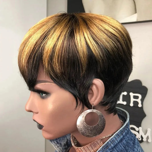 Blonde Ombre Human Hair Wig 1b27# Short Pixie Wigs Human Hair Short Pixie Cut Duby Wig Cheap Full Machine Cospaly Wigs for Women