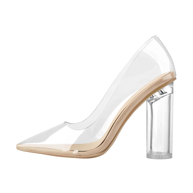 Clear Buckle Strap High Heel Pointed Toe Pumps for Women
