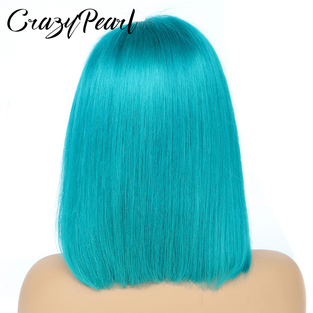 Short Transparent Lace Human Hair Bob Wig for Women