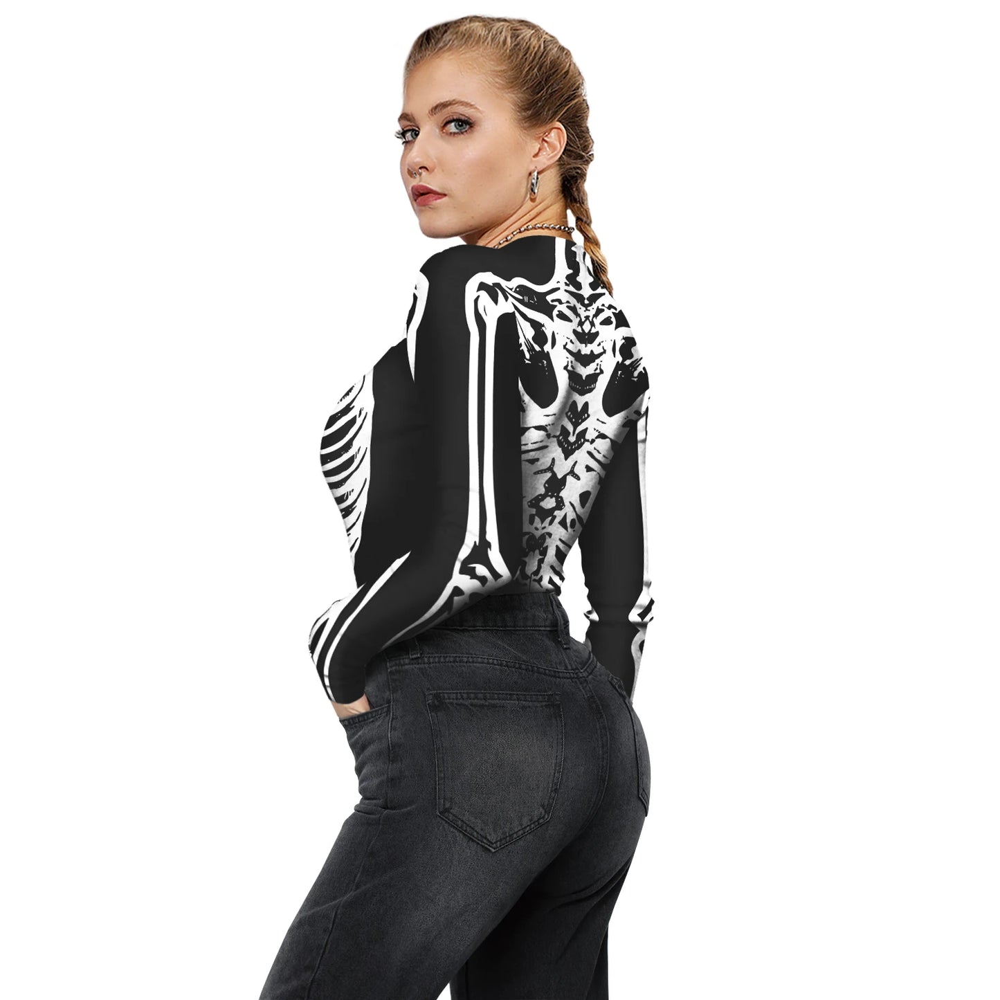Halloween Skeleton Print Zentai Jumpsuit for Women
