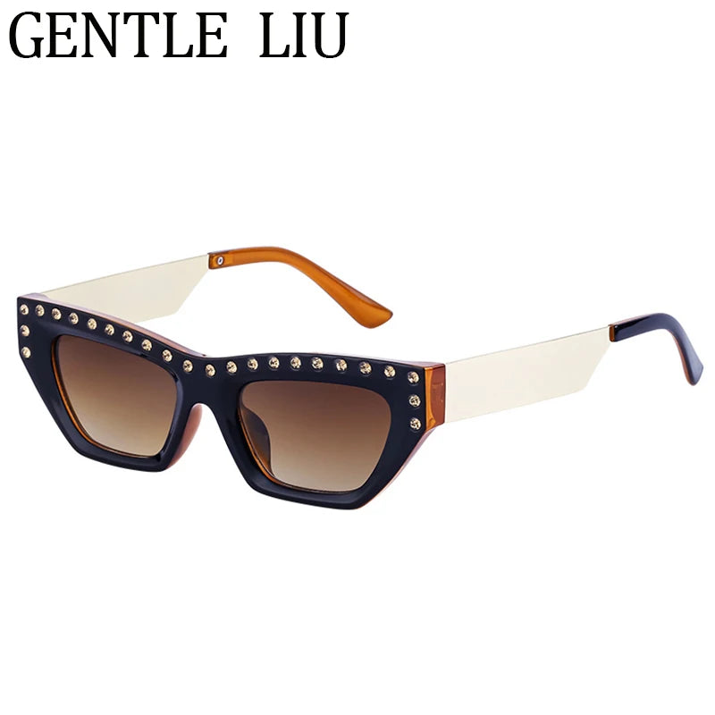 Rhinestone Cat Eye Rectangle Sunglasses