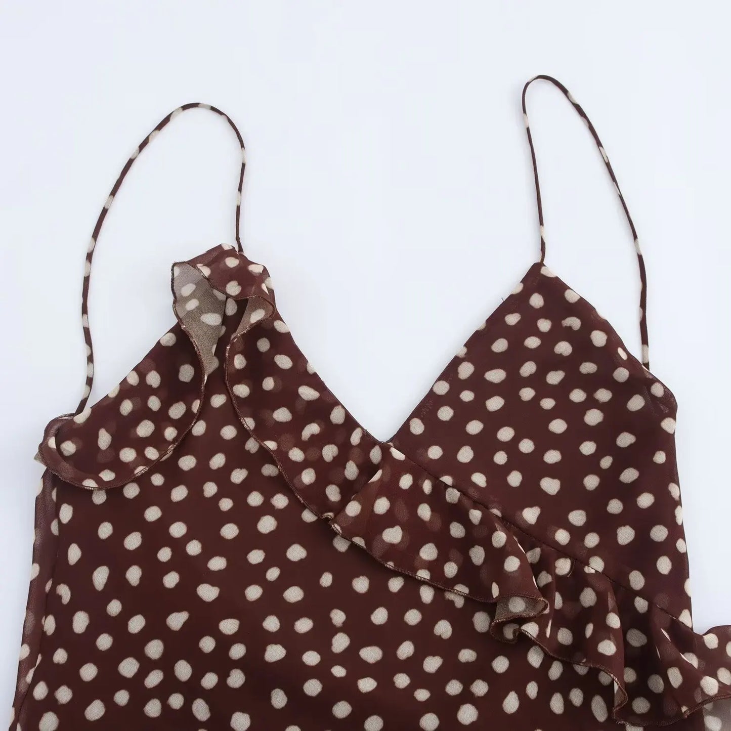 Simple Retro Polka Dot Sleeveless Chiffon Dress for Women