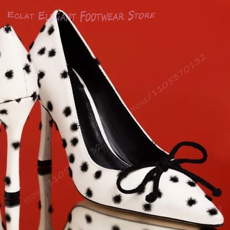 Elegant Slip On Pointed Canvas Stiletto Pumps for Women