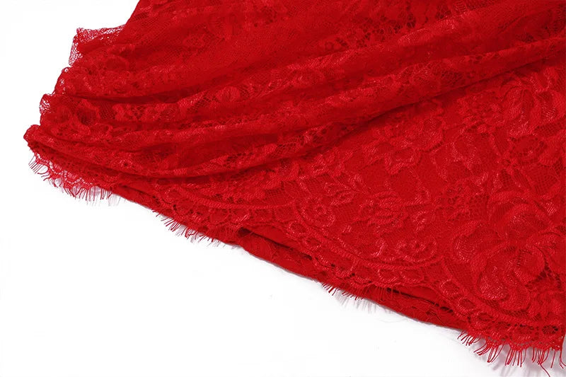Elegant Vintage See-Through Stretch Lace Dress for Women