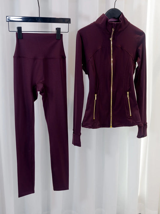 Gold Zipper Knit Sweater Set