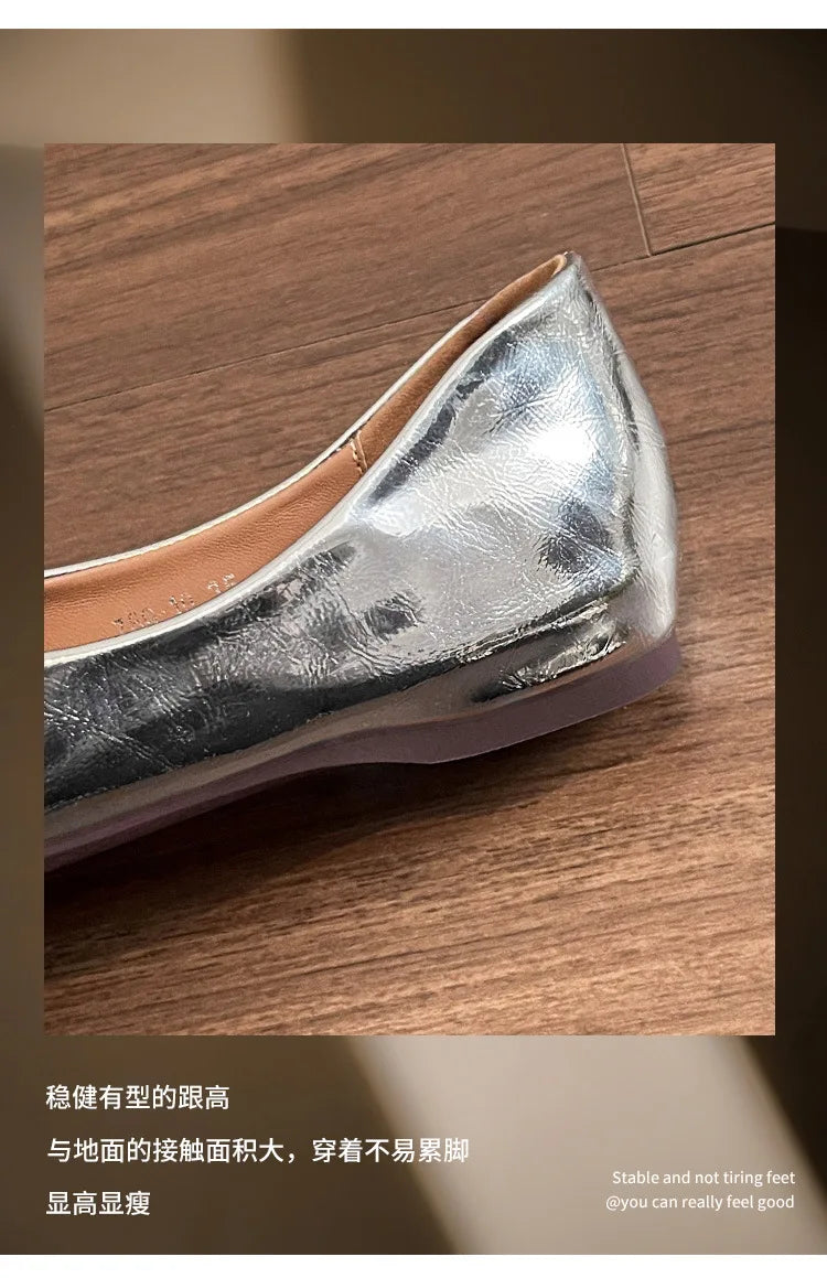 Elegant Patent Leather Rhinestone Ballet Flats for Women