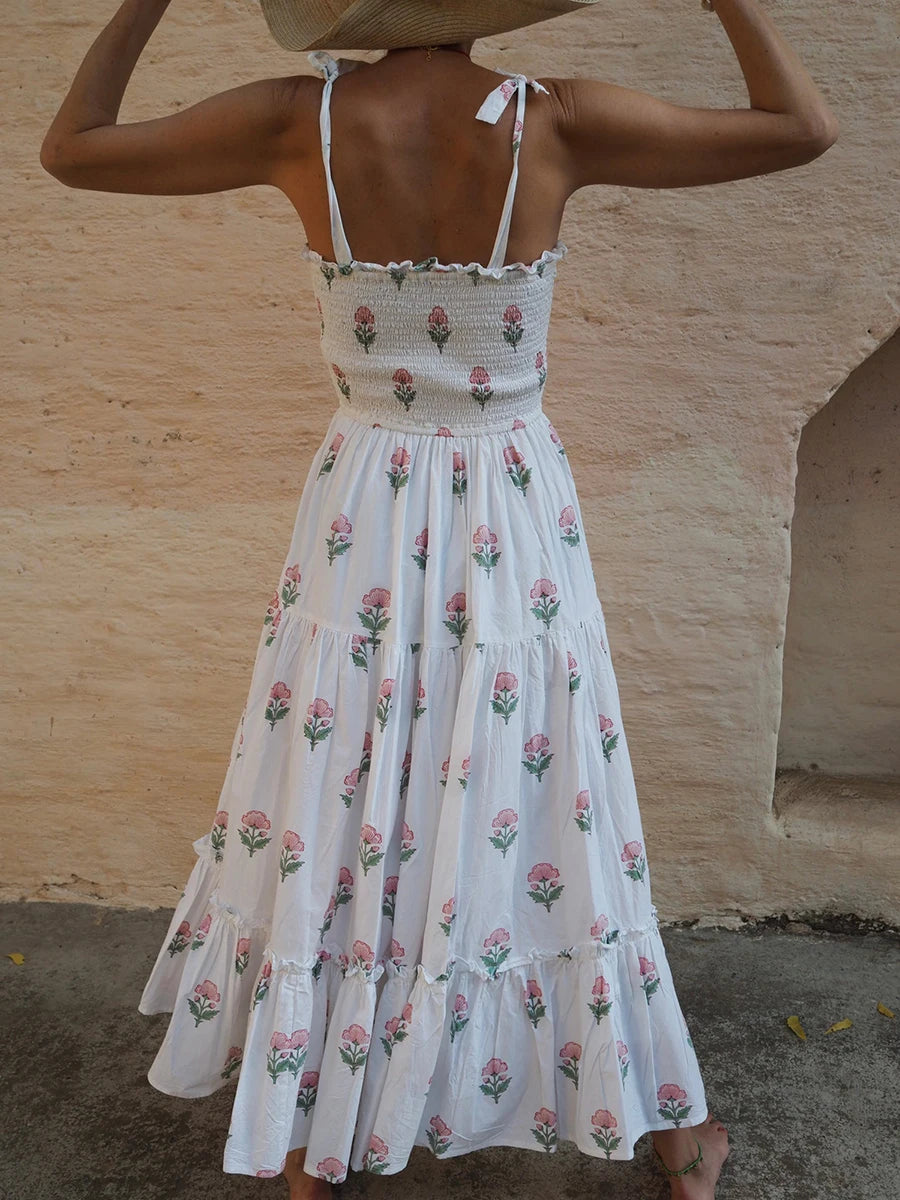 Women'S Sleeveless Printed Lace Up Dress Casual Summer Printed Lace Up A-Line Party Dress Suitable For Holiday Beach Street Wear