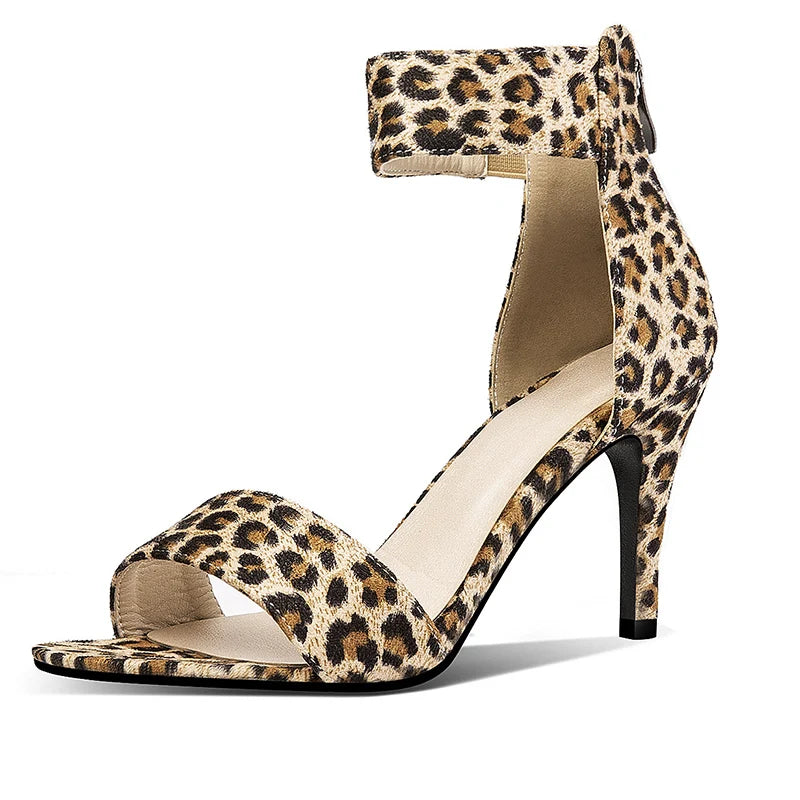 Flocked Buckle Ankle Sandals