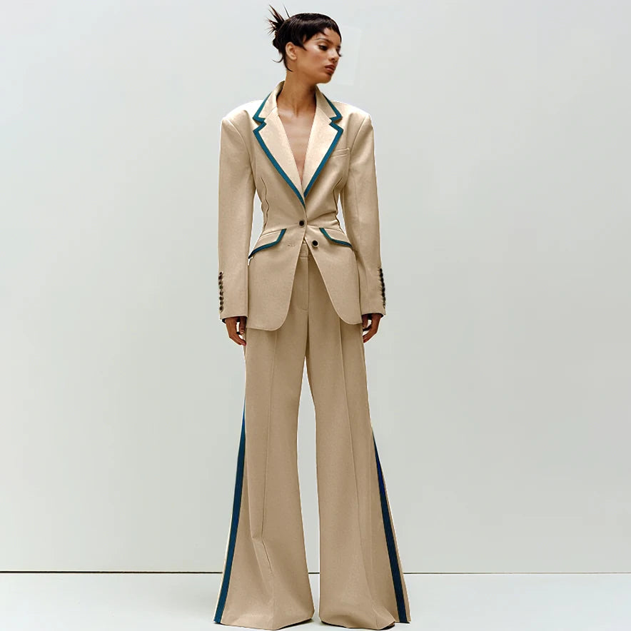 Tailored Notched Collar Two Piece Suit Set For Women
