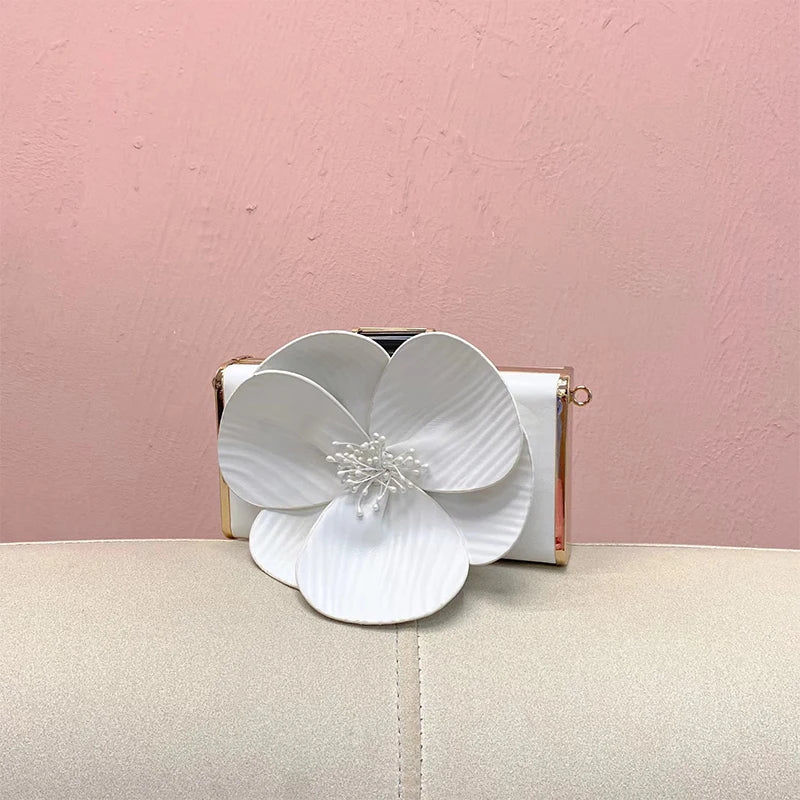 Creative Flower Small Square Bag Fashion Texture Versatile Elegant Crossbody Chain Bag High-grade Leather Irregular Clutch Bag
