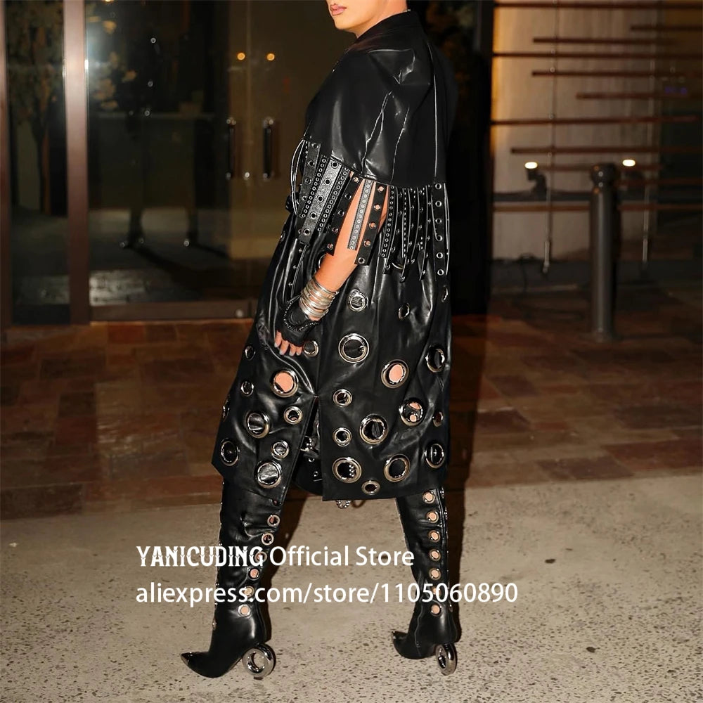 Metal Eyelet Pointed Toe Over The Knee Boots for Women