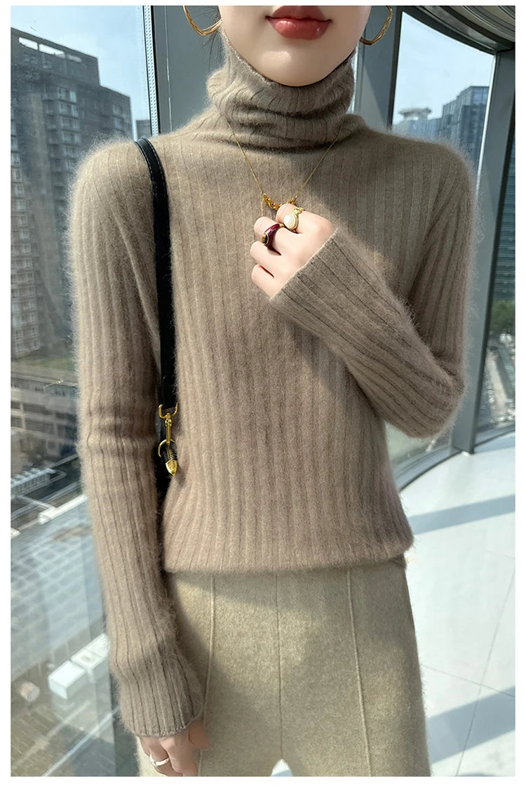 Warm Slim Fit Turtleneck Pullover Sweater for Women
