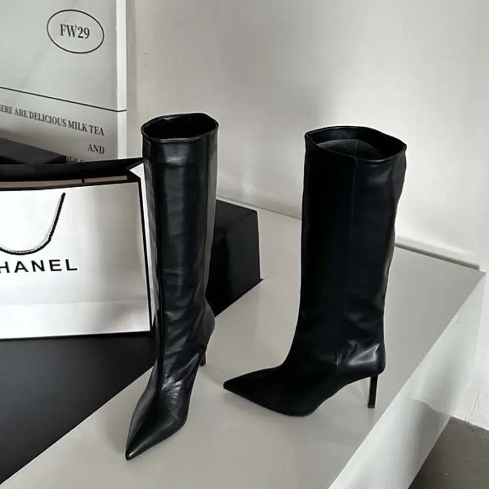 Pointed Toe Knee High Sock Boots